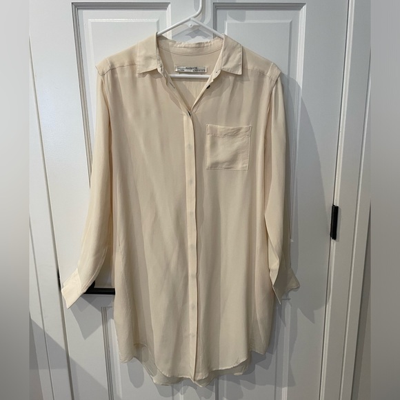 All Saints Madison Ivory Silk Shirt Dress - Picture 3 of 7